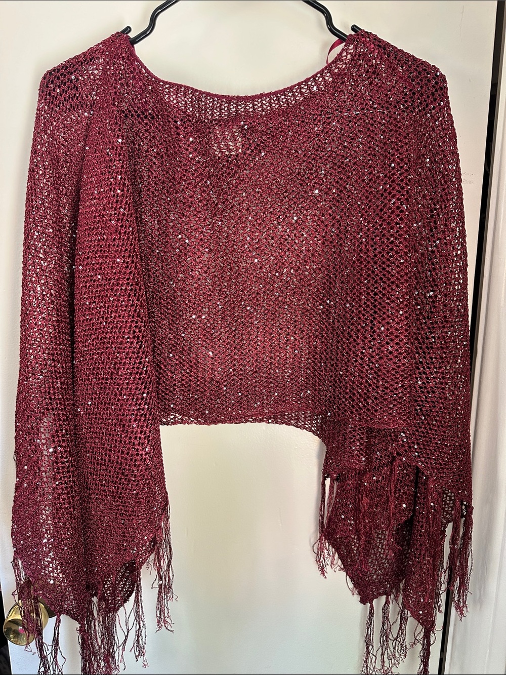 Open Knit Sequence Poncho